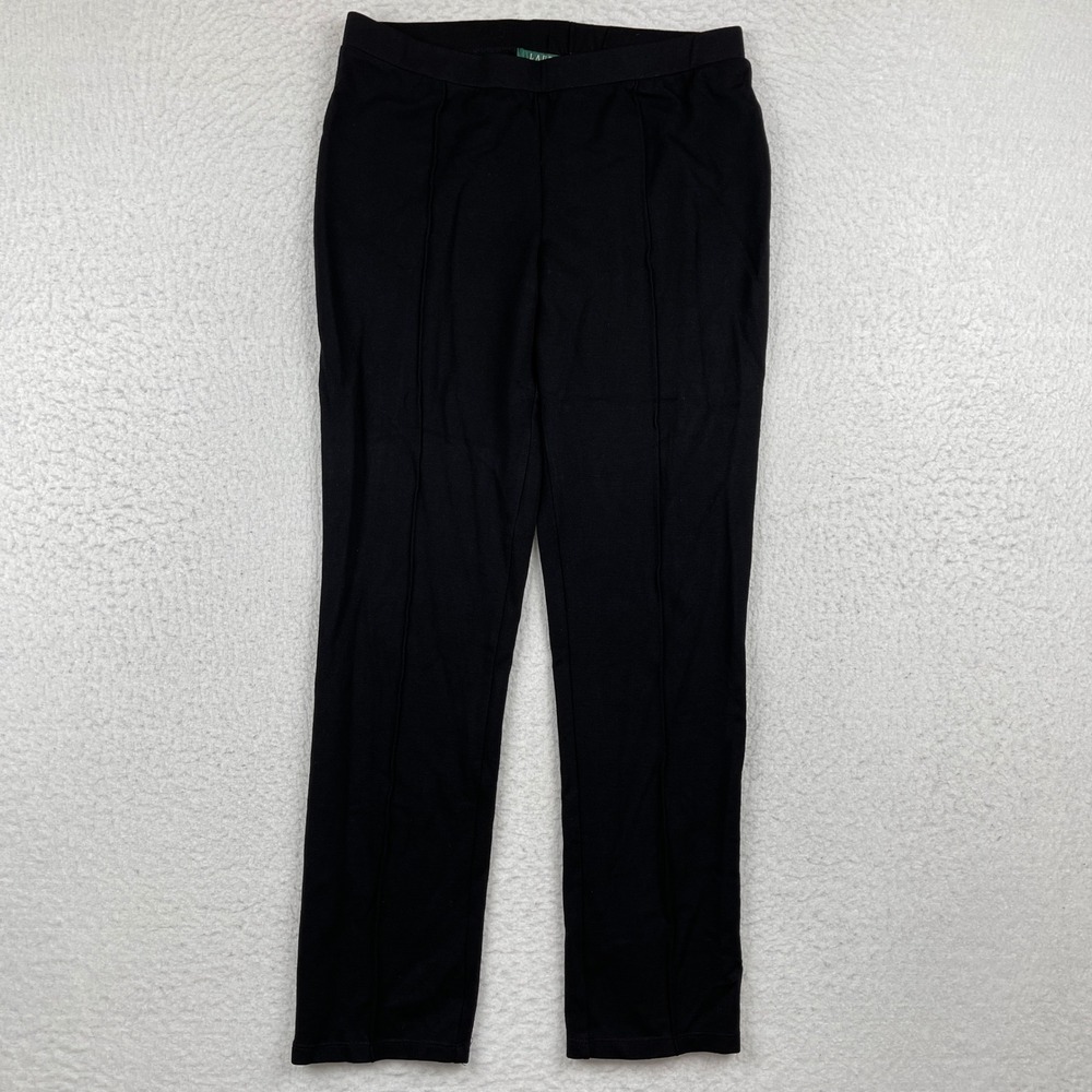 Lauren Ralph Lauren Pants Womens Small Black Ponte‎ Knit Classic Pull On Casual